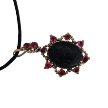 Load image into Gallery viewer, Victorian black glass cameo mourning pendant, 1890s-1900s
