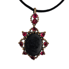 Load image into Gallery viewer, Victorian black glass cameo mourning pendant, 1890s-1900s