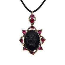 Load image into Gallery viewer, Victorian black glass cameo mourning pendant, 1890s-1900s