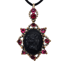Load image into Gallery viewer, Victorian black glass cameo mourning pendant, 1890s-1900s