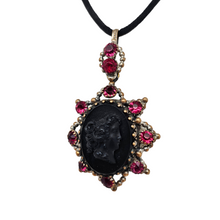 Load image into Gallery viewer, Victorian black glass cameo mourning pendant, 1890s-1900s