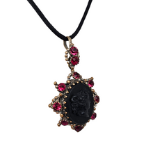 Load image into Gallery viewer, Victorian black glass cameo mourning pendant, 1890s-1900s