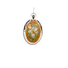 Afbeelding in Gallery-weergave laden, Pendentif Art nouveau en porcelaine, motif à l'iris, années 1900