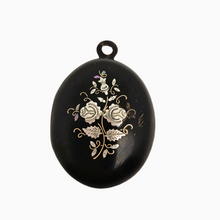 Load image into Gallery viewer, Victorian pique photo holder pendant in tortoiseshell, silver, gold and mother-of-pearl, circa 1860