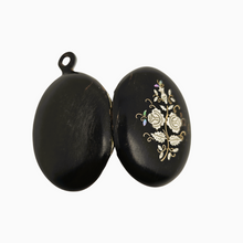 Load image into Gallery viewer, Victorian pique photo holder pendant in tortoiseshell, silver, gold and mother-of-pearl, circa 1860