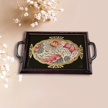 Load image into Gallery viewer, Art deco tray in glass and wood