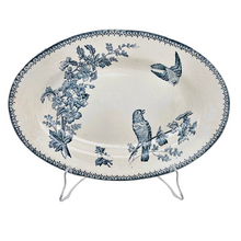 Charger l'image dans la galerie, Plat ovale en faïence de Longwy – décor à la mésange France, fin XIXe – début XXe siècle Le Charme des Violettes - Brocante en ligne