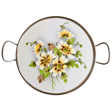 Charger l'image dans la galerie, Plat à tarte ou plateau en céramique à décor fleuri, années 1930-1940