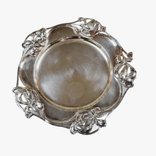 Load image into Gallery viewer, Art Nouveau dish in silver metal with iris decoration
