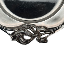 Load image into Gallery viewer, Art Nouveau dish in silver metal with iris decoration