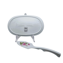 Charger l'image dans la galerie, Limoges, Maison de la Porcelaine, Rose XVIIIè, Plat à gâteau et sa pelle vintage en porcelaine aux roses