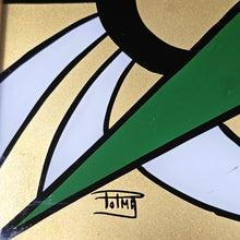 Charger l'image dans la galerie, Plateau Art déco signé Polma en verre peint et bois, années 1920-1930