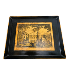 Load image into Gallery viewer, Plateau à thé anglais en tôle peinte à décor lithographié polychrome digne des Bridgerton, XXè