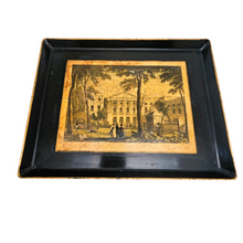 Load image into Gallery viewer, Plateau à thé anglais en tôle peinte à décor lithographié polychrome digne des Bridgerton, XXè