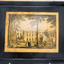 Load image into Gallery viewer, Plateau à thé anglais en tôle peinte à décor lithographié polychrome digne des Bridgerton, XXè