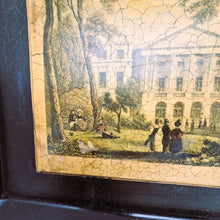 Load image into Gallery viewer, Plateau à thé anglais en tôle peinte à décor lithographié polychrome digne des Bridgerton, XXè