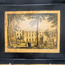 Load image into Gallery viewer, Plateau à thé anglais en tôle peinte à décor lithographié polychrome digne des Bridgerton, XXè