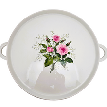 Load image into Gallery viewer, Plat à servir - plateau vintage en porcelaine aux roses, années 1970
