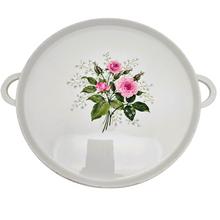 Load image into Gallery viewer, Plat à servir - plateau vintage en porcelaine aux roses, années 1970