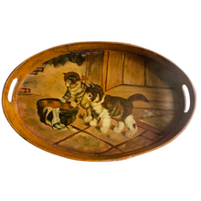 Load image into Gallery viewer, Plateau en bois peint au décor de chatons, années 1930-1940 Le Charme des Violettes - Brocante en ligne