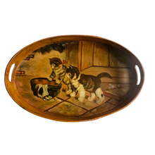 Load image into Gallery viewer, Plateau en bois peint au décor de chatons, années 1930-1940 Le Charme des Violettes - Brocante en ligne