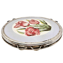 Charger l'image dans la galerie, Plat à gâteau tournant Art déco aux tulipes – fond gris bleuté, vers 1930-1940 Le Charme des Violettes - Brocante en ligne