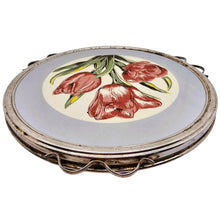 Charger l'image dans la galerie, Plat à gâteau tournant Art déco aux tulipes – fond gris bleuté, vers 1930-1940 Le Charme des Violettes - Brocante en ligne
