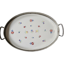 Load image into Gallery viewer, Plateau ovale en céramique fleurie vintage, années 1940