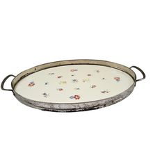 Load image into Gallery viewer, Plateau ovale en céramique fleurie vintage, années 1940