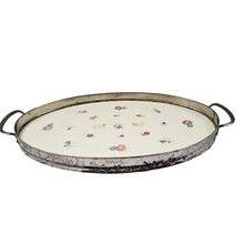 Load image into Gallery viewer, Plateau ovale en céramique fleurie vintage, années 1940
