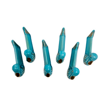 Load image into Gallery viewer, Ensemble de 6 porte-couteaux en céramique turquoise et dorée, années 1950 Le Charme des Violettes - Brocante en ligne