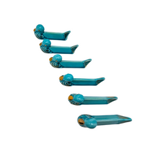 Load image into Gallery viewer, Ensemble de 6 porte-couteaux en céramique turquoise et dorée, années 1950 Le Charme des Violettes - Brocante en ligne