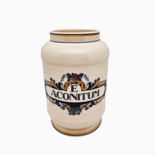 Afbeelding in Gallery-weergave laden, Pot d'apothicaire en céramique vernissée E Aconitum, XXè siècle