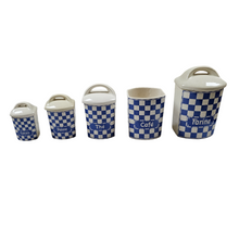 Afbeelding in Gallery-weergave laden, Serie van 5 Art Deco aardewerk huishoud- en kruidenpotjes