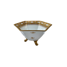 Load image into Gallery viewer, Sèvres (in the taste of). White porcelain tripod cup bordered with a gold frieze and small roses
