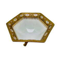 Load image into Gallery viewer, Sèvres (in the taste of). White porcelain tripod cup bordered with a gold frieze and small roses