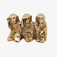 Load image into Gallery viewer, Figurine en laiton représentant les trois singes de la sagesse, XXè siècle