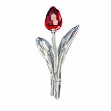 Load image into Gallery viewer, Swarovski. Duo of vintage red and yellow miniature tulips in cut crystal