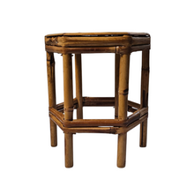 Load image into Gallery viewer, Tabouret - Support pour plante vintage en bambou, années 1970
