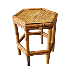 Load image into Gallery viewer, Tabouret - Support pour plante vintage en bambou, années 1970