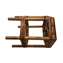 Load image into Gallery viewer, Tabouret - Support pour plante vintage en bambou, années 1970