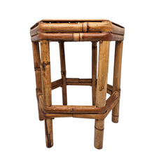 Load image into Gallery viewer, Tabouret - Support pour plante vintage en bambou, années 1970