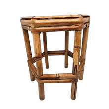 Load image into Gallery viewer, Tabouret - Support pour plante vintage en bambou, années 1970