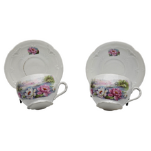 Load image into Gallery viewer, Art Nouveau porcelain cups and saucers decorated with water lilies