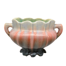 Load image into Gallery viewer, Jardinière en céramique vernissée rose et verte, début XXe