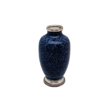 Charger l'image dans la galerie, Petit vase soliflore émaillé bleu moucheté, monture en métal argenté, inspiration Sèvres, Europe centrale vers 1930 Le Charme des Violettes - Brocante en ligne