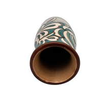 Afbeelding in Gallery-weergave laden, Vase Art déco en grès, décor fleurs turquoises, années 1920-1930