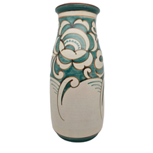 Afbeelding in Gallery-weergave laden, Vase Art déco en grès, décor fleurs turquoises, années 1920-1930