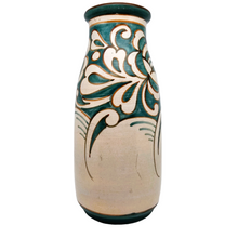 Afbeelding in Gallery-weergave laden, Vase Art déco en grès, décor fleurs turquoises, années 1920-1930