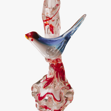 Charger l'image dans la galerie, Vase à l'oiseau en verre soufflé vintage Le charme des violettes - Brocante en ligne